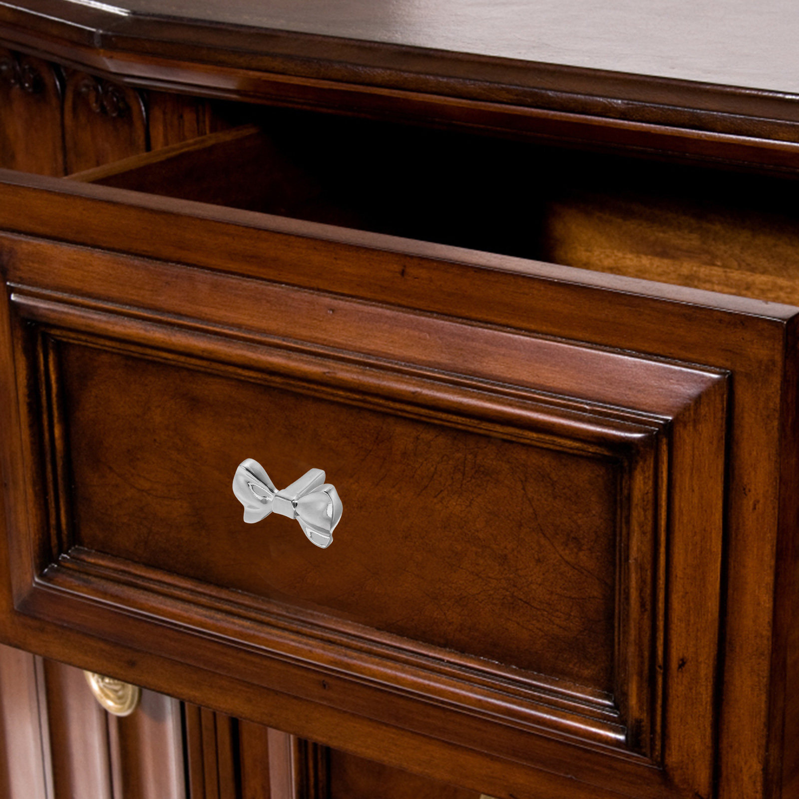 Unique Furniture Hardware Pulls - Decorative Bow Knobs for Dressers Silver