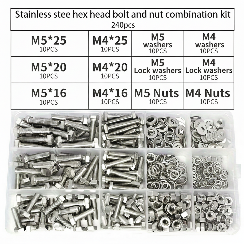Furniture Hardware Manufacturers - 240Pcs Stainless Steel Hex Bolt and